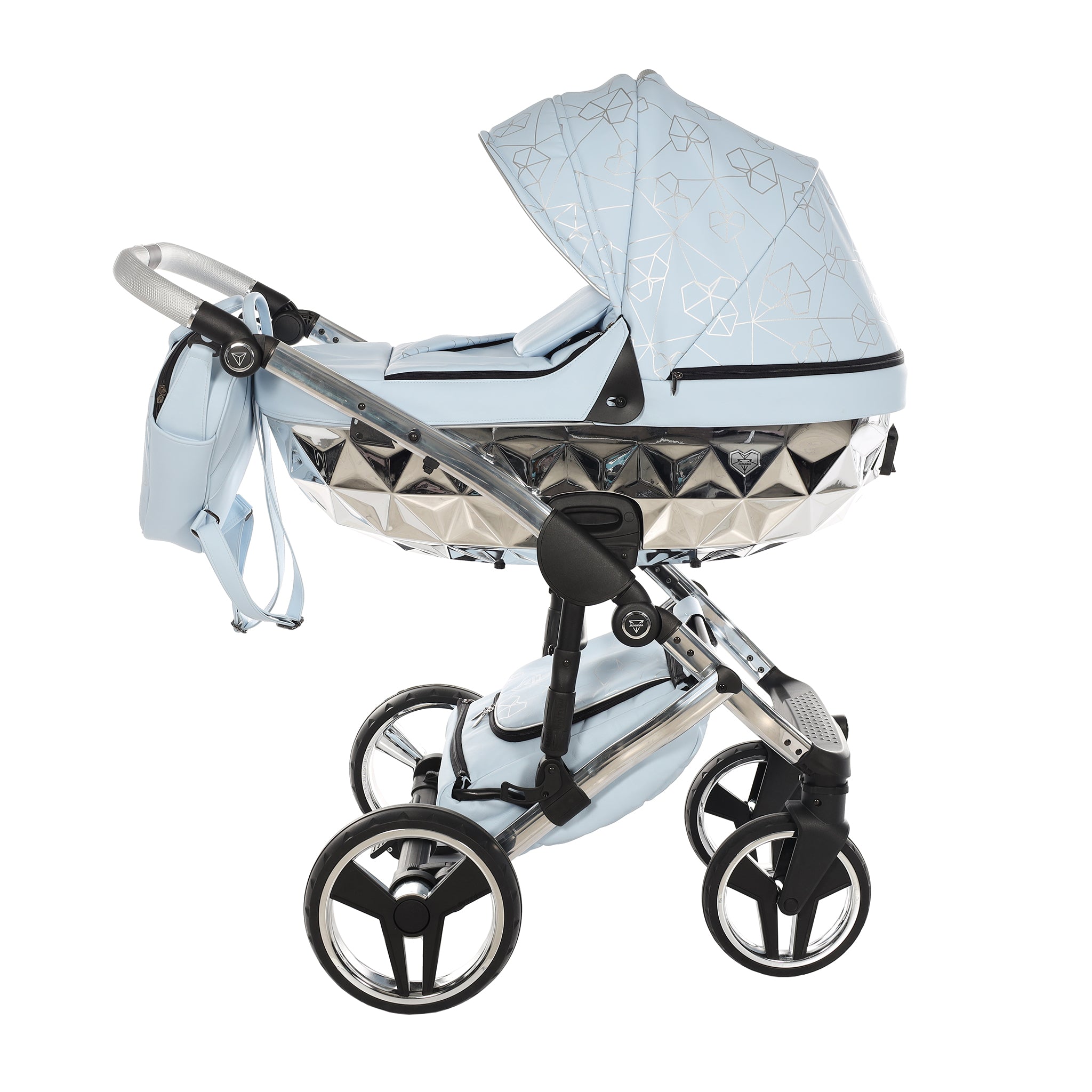 Junama Heart, baby prams or stroller 2 in 1 - Blue and Silver, Code number: JUNHERT08