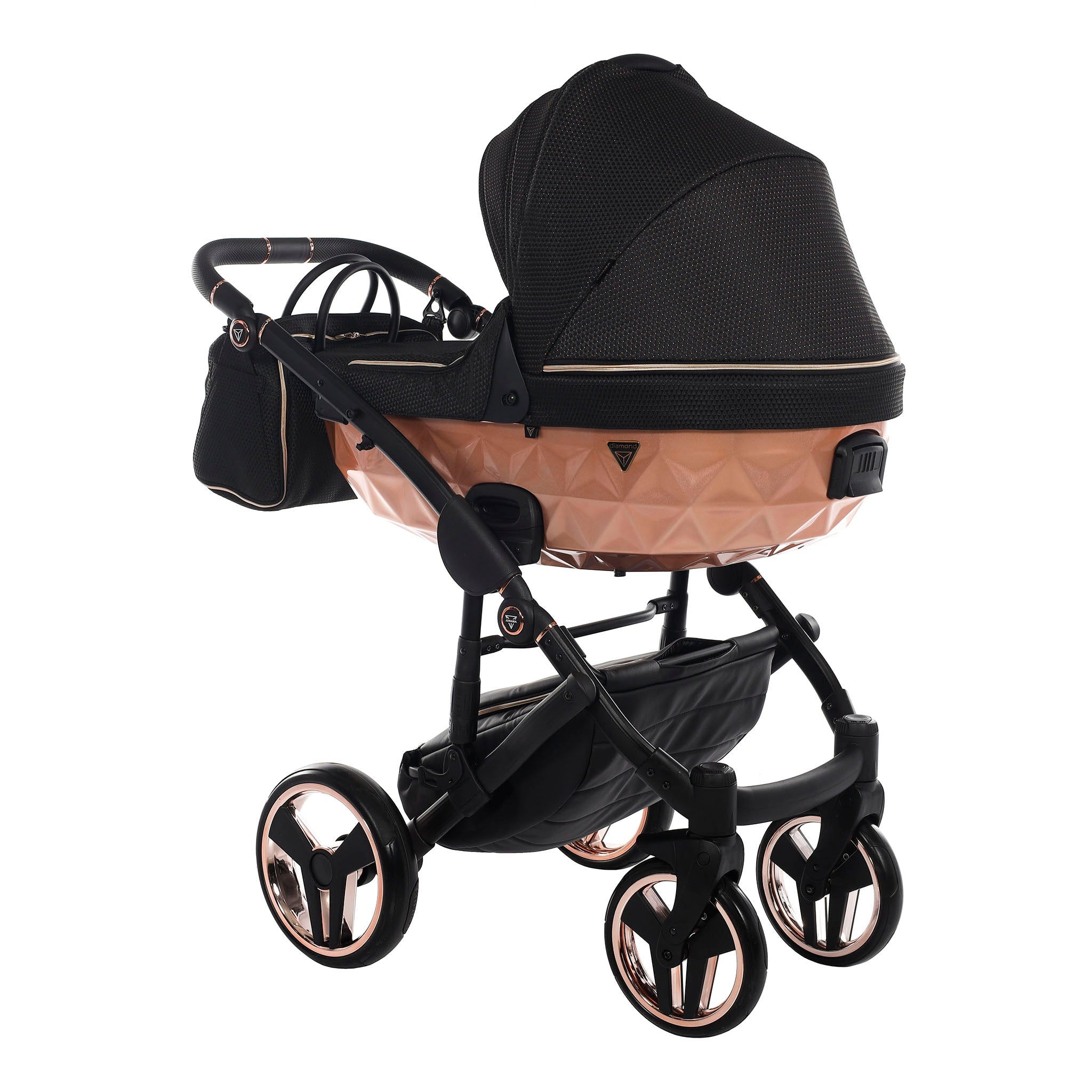 Junama Mirror Satin, baby prams or stroller 2 in 1 - Rosegold and Black, Code number: JUNMSAT02