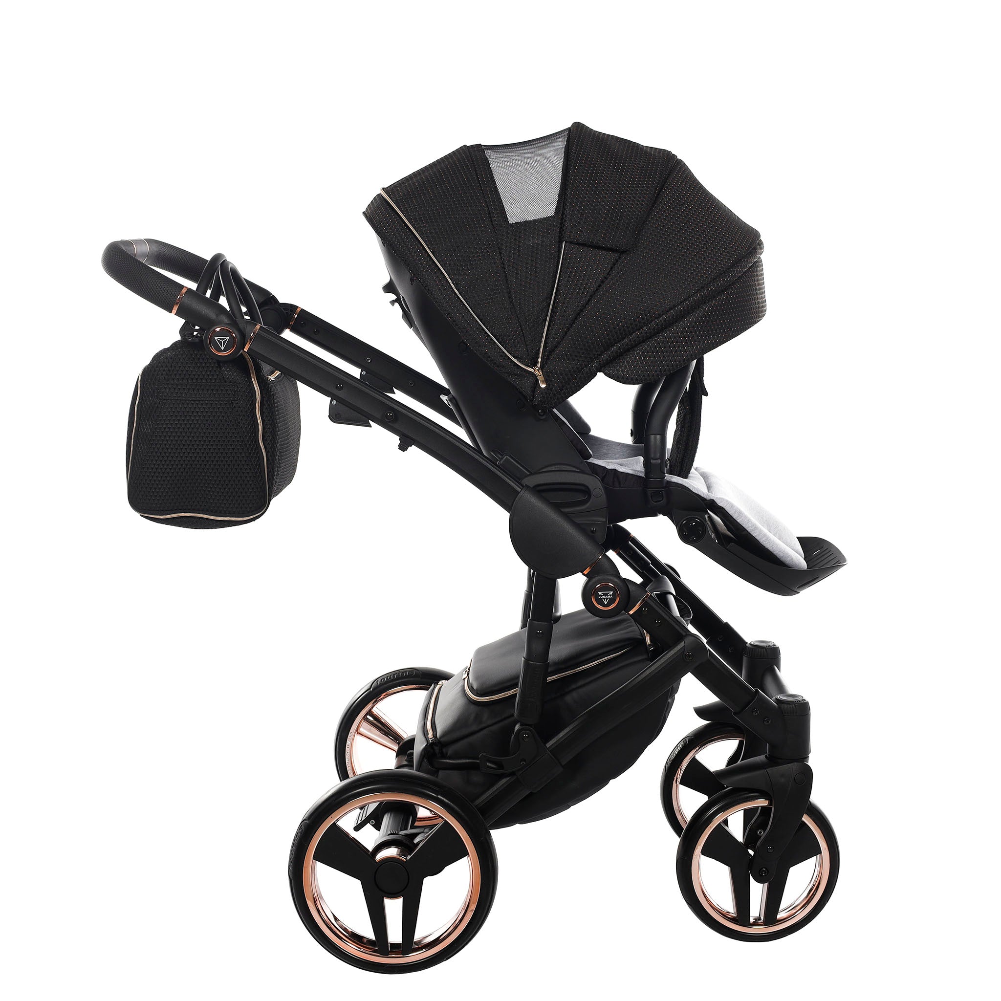 Junama Mirror Satin, baby prams or stroller 2 in 1 - Rosegold and Black, Code number: JUNMSAT02