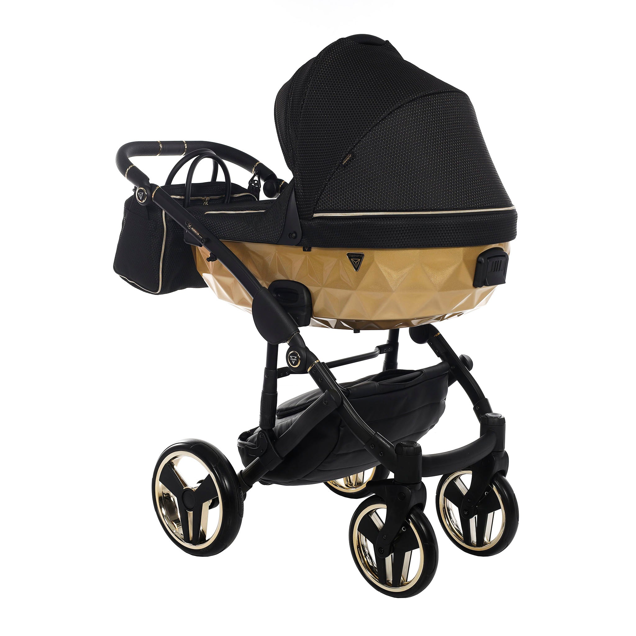 Junama Mirror Satin, baby prams or stroller 2 in 1 - Gold and Black, Code number: JUNMSAT03