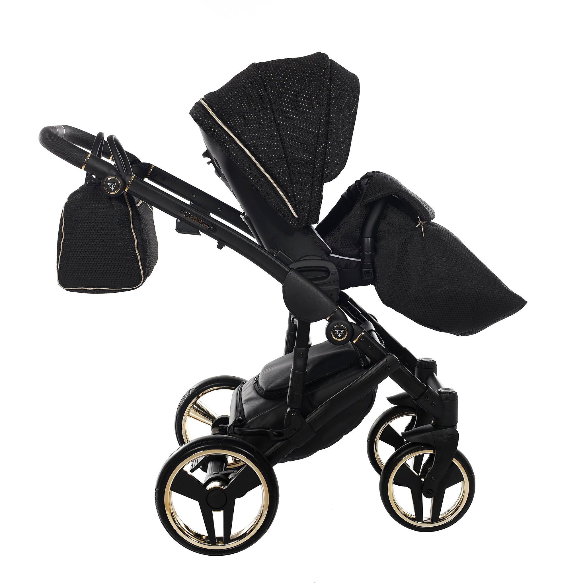 Junama Mirror Satin, baby prams or stroller 2 in 1 - Gold and Black, Code number: JUNMSAT03