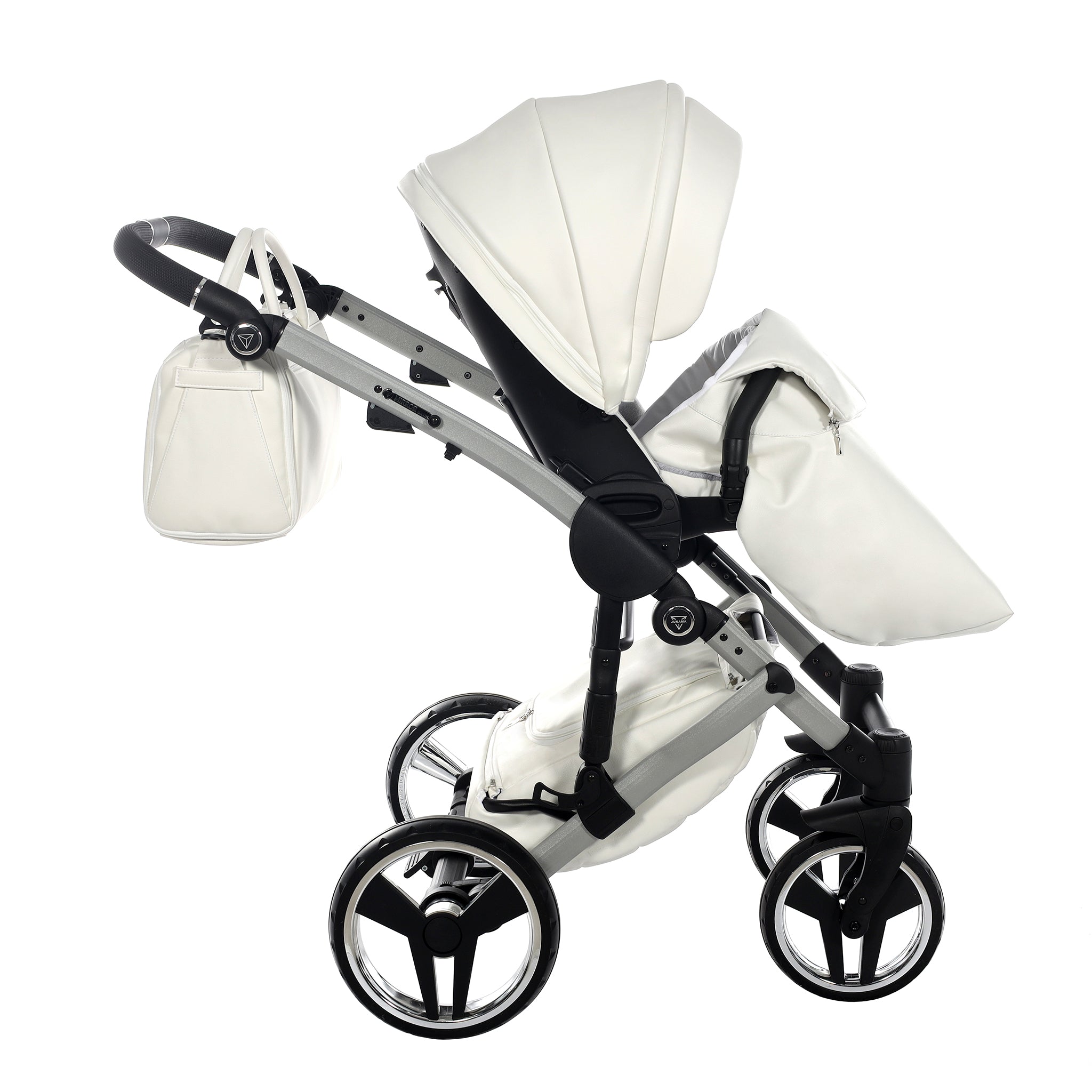 Junama Mirror Satin, baby prams or stroller 2 in 1 - Silver and Silver, Code number: JUNMSAT04