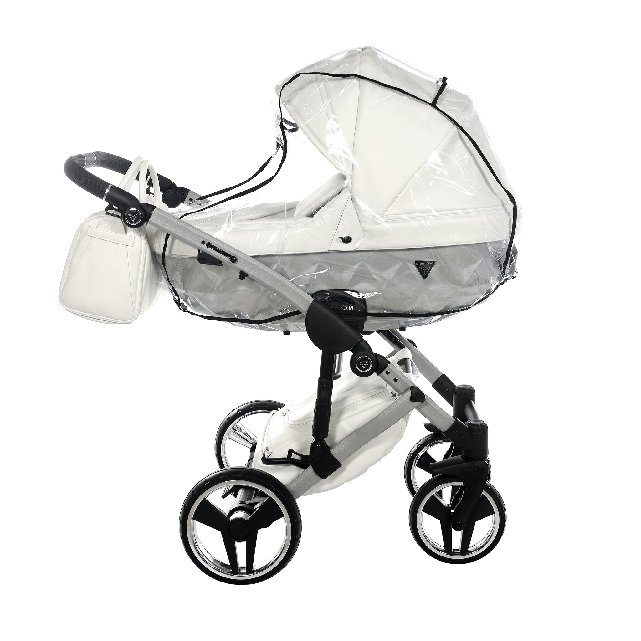 Junama Mirror Satin, baby prams or stroller 2 in 1 - Silver and Silver, Code number: JUNMSAT04