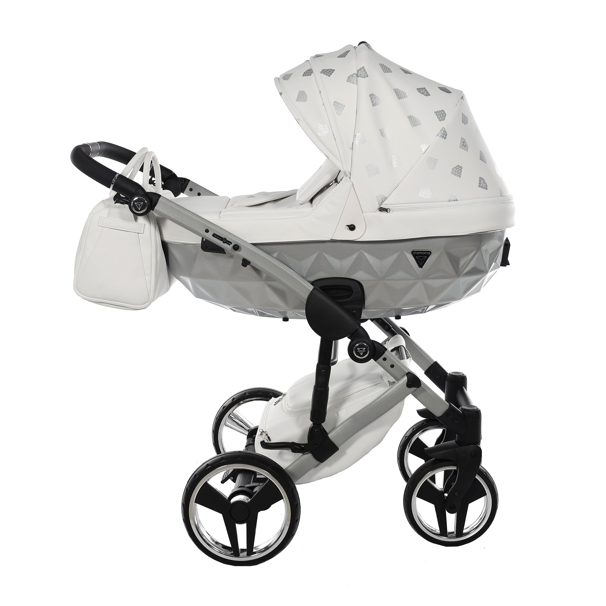 Junama GLOW, baby prams or stroller 2 in 1 - Silver and White, Code number: JUNGLW03