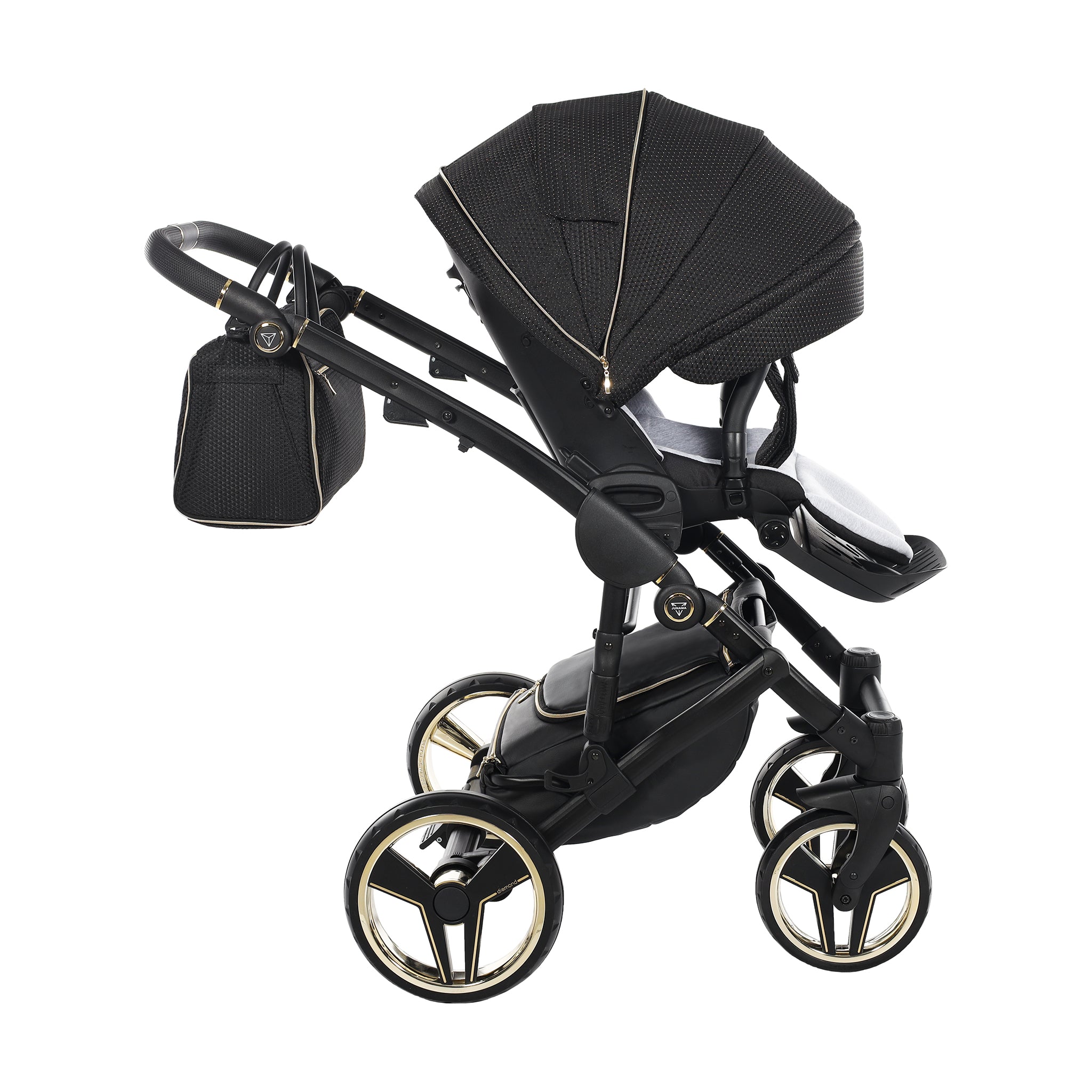 Junama Mirror, baby prams or stroller 2 in 1 - Gold chrome and Black, Code number: JUNMIR02