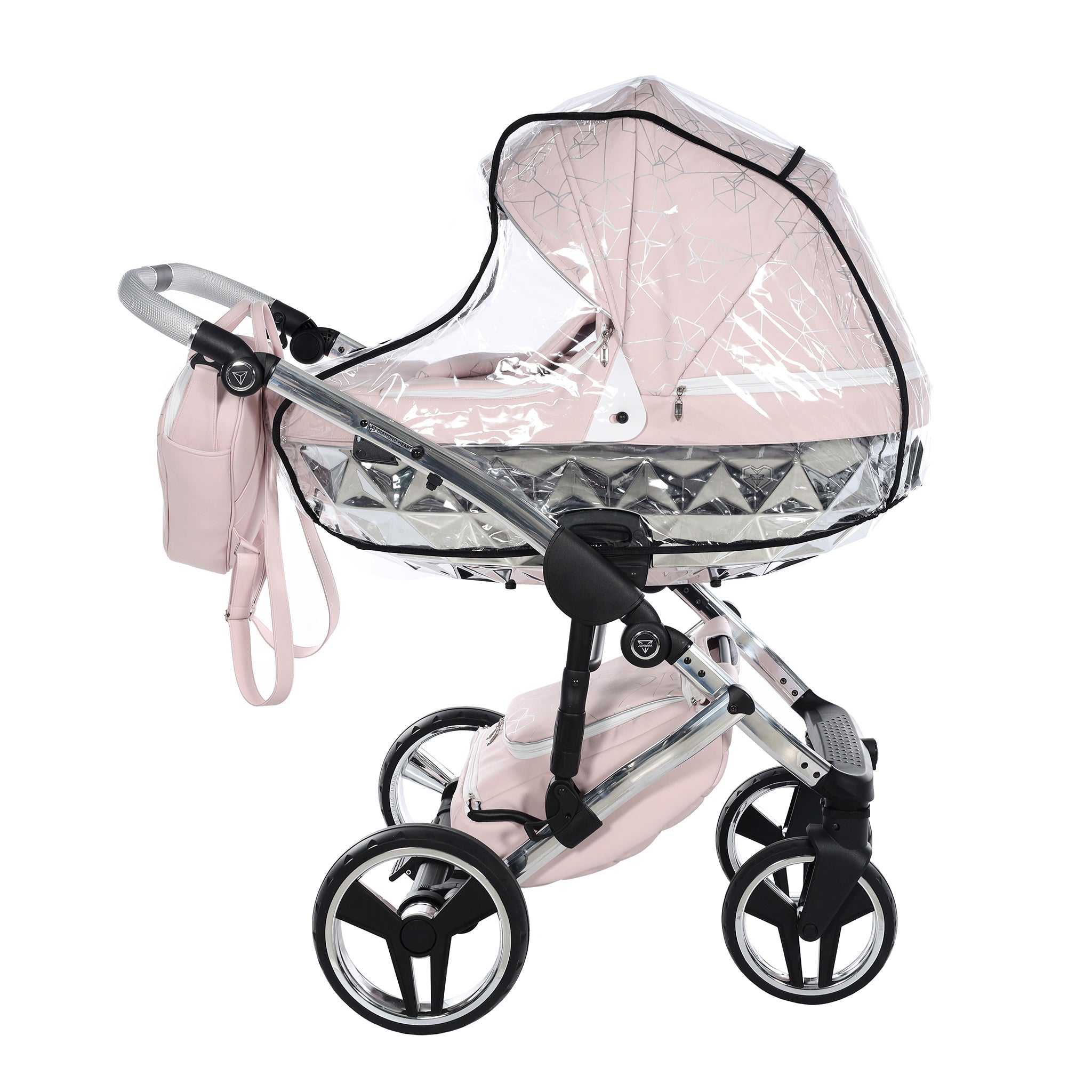 Junama Heart, baby prams or stroller 2 in 1 - Pink and Silver, Code number: JUNHERT06