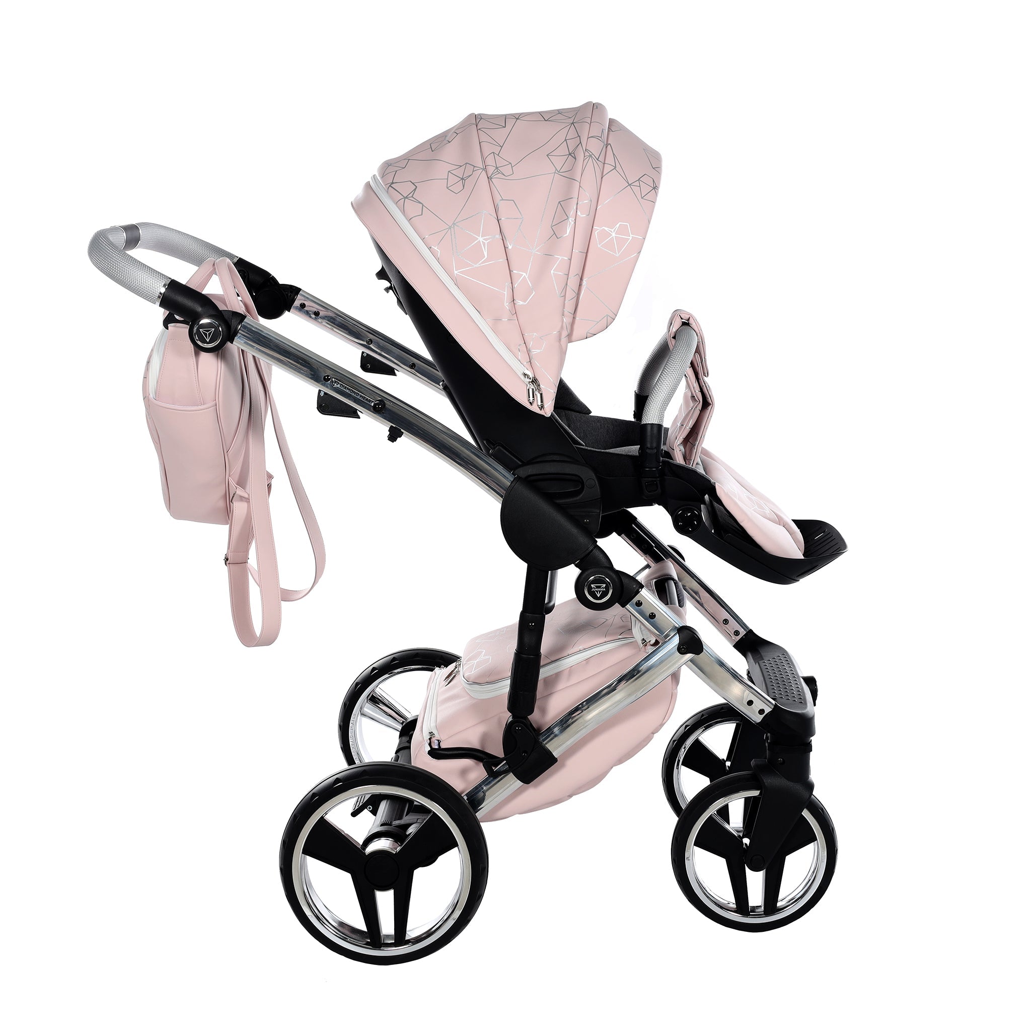 Junama Heart, baby prams or stroller 2 in 1 - Pink and Silver, Code number: JUNHERT06