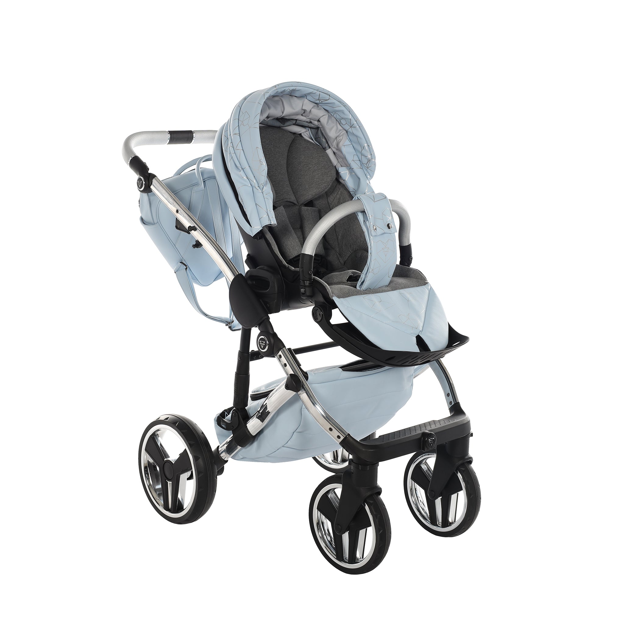 Junama Heart, baby prams or stroller 2 in 1 - Blue and Silver, Code number: JUNHERT08