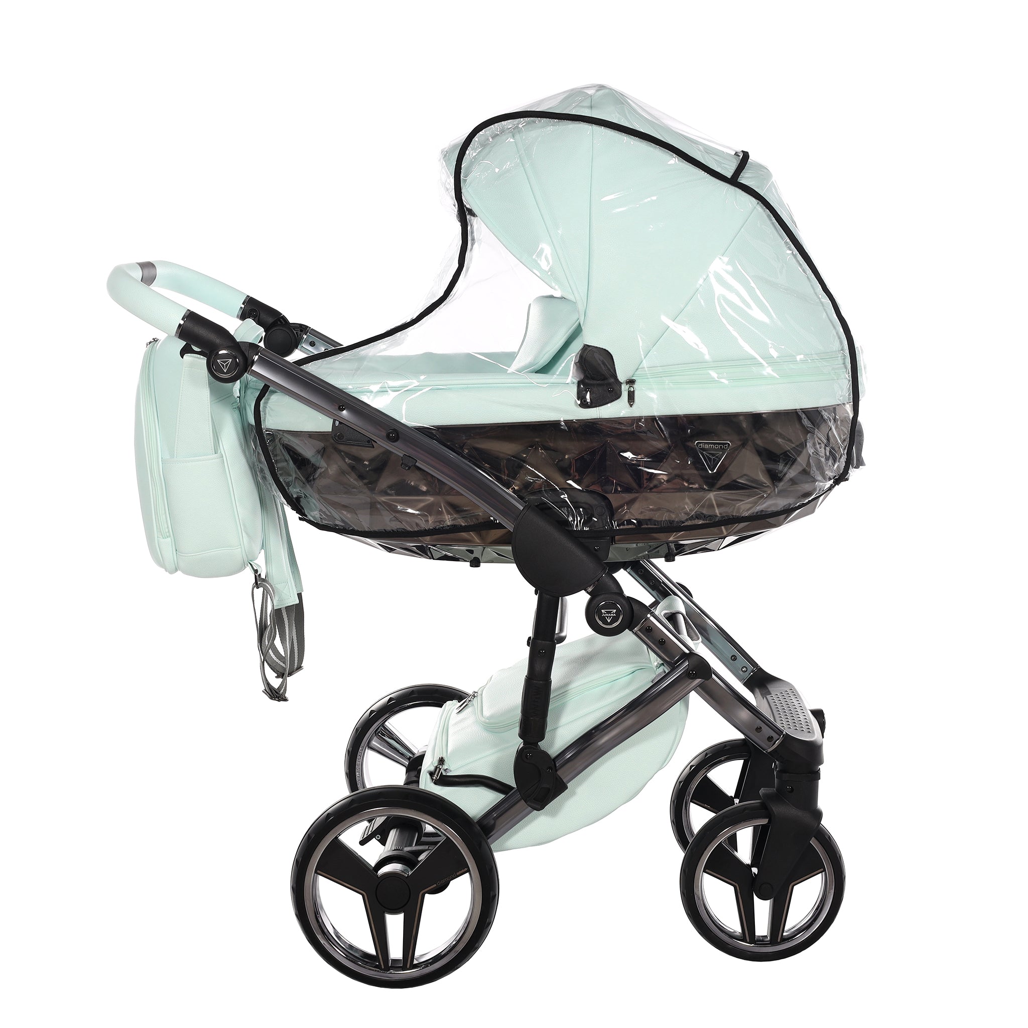 Junama Handcraft, baby prams or stroller 2 in 1 - Black Chrome and Light Blue, Code number: JUNHC01