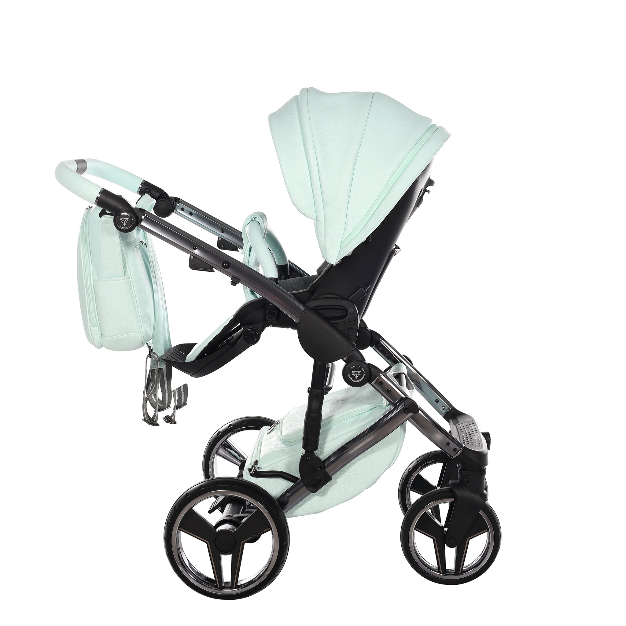 Junama Handcraft, baby prams or stroller 2 in 1 - Black Chrome and Light Blue, Code number: JUNHC01