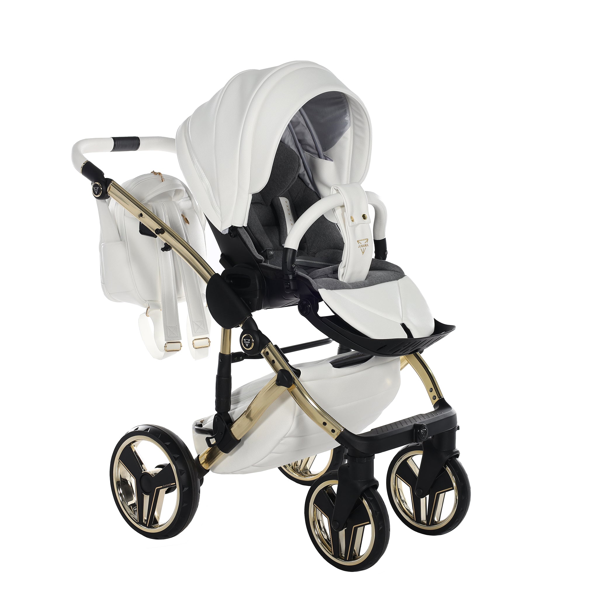 Junama Handcraft, baby prams or stroller 2 in 1 - White and Gold, number: JUNHC08